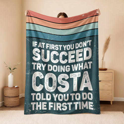 If At First You Don’t Succeed Retro Green Fleece Blanket COSTA 13K1 BK29