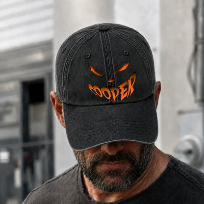 Your Name Jack O' Lantern Halloween Washed Cap COOPER 13K1 C100PF