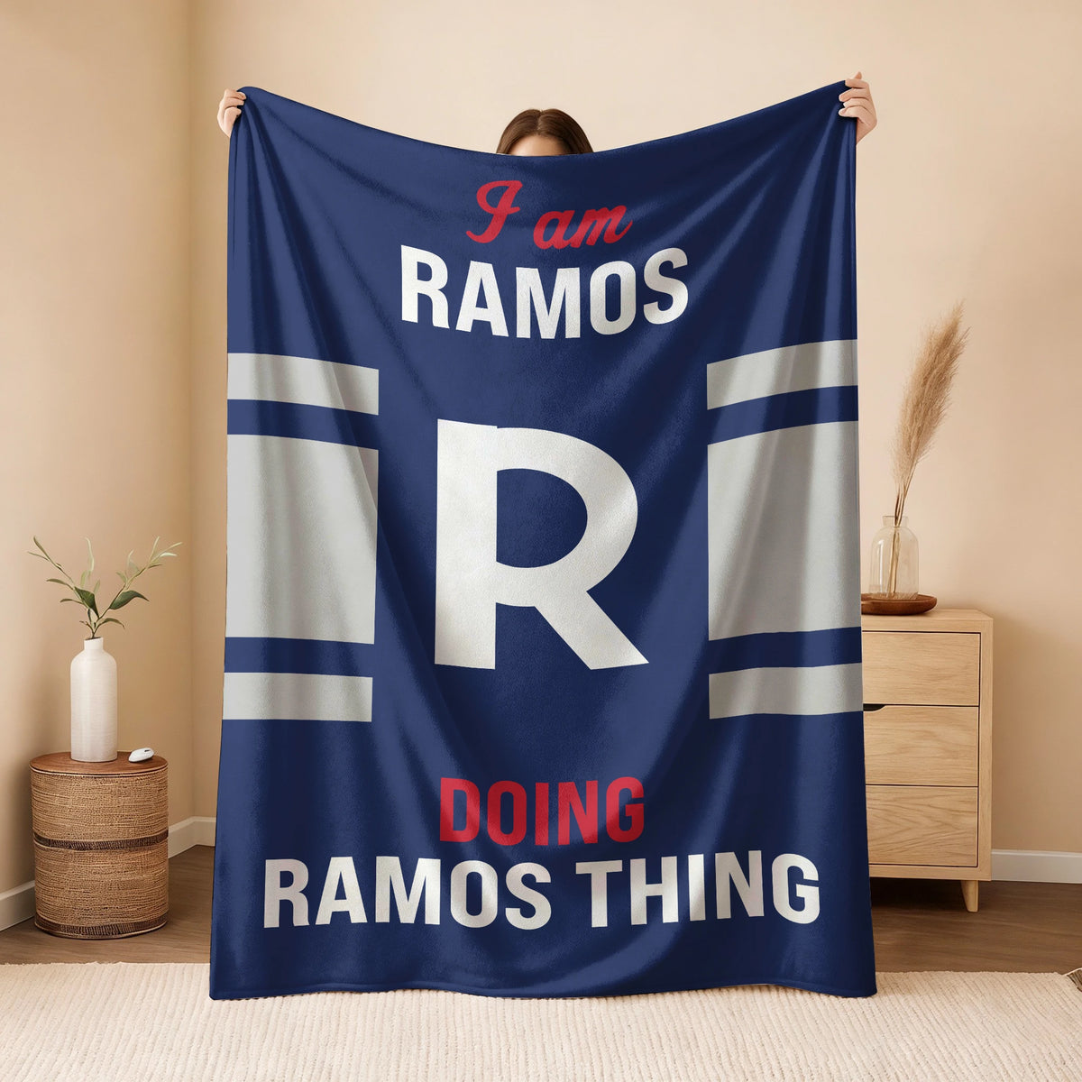 I'm Name Doing Name Things Navy Fleece Blanket RAMOS 13K1 BK51