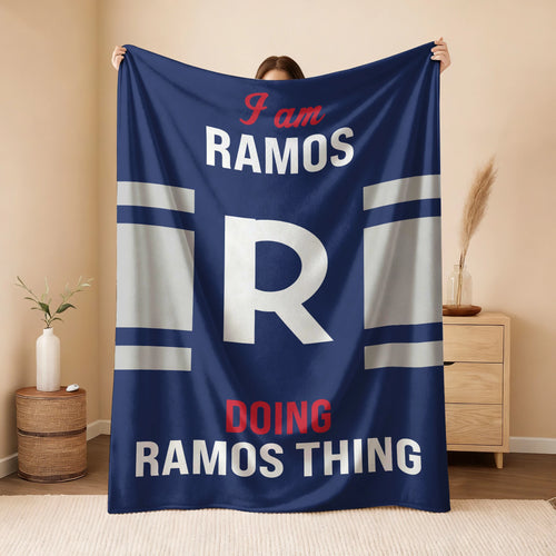 I'm Name Doing Name Things Navy Fleece Blanket RAMOS 13K1 BK51