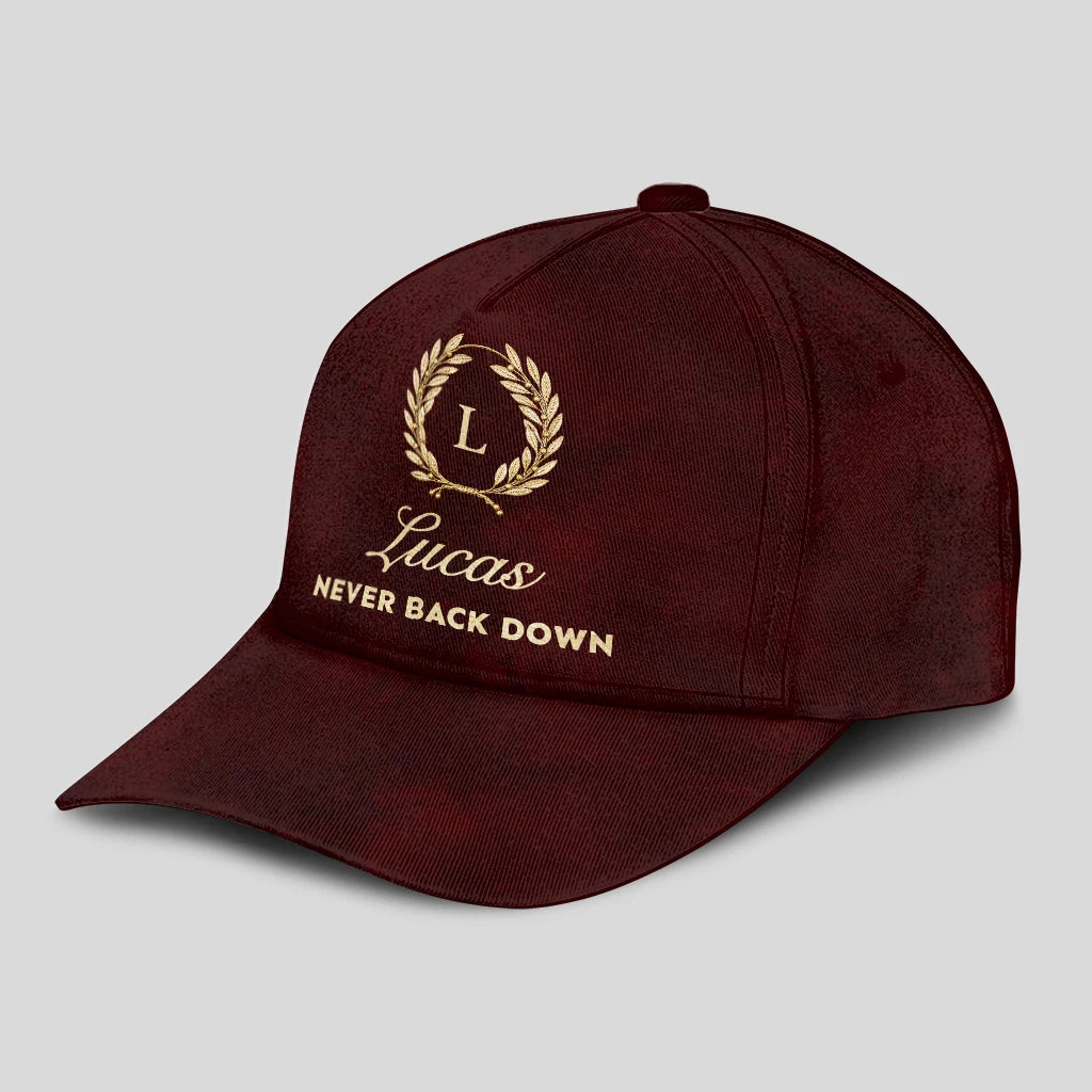 Never Back Down Golden Olive Burgundy Cap LUCAS 13K1 C177PF