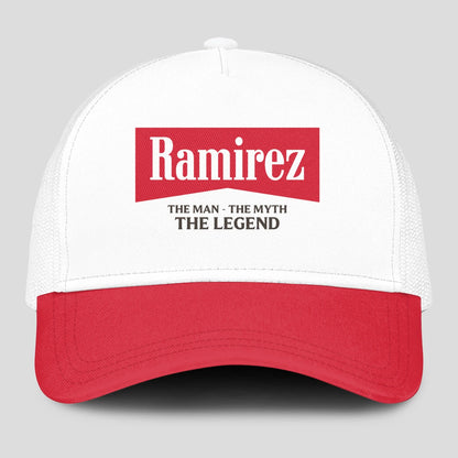 The Man The Myth The Legend Red And White Mesh Cap RAMIREZ 13K1 C197PF