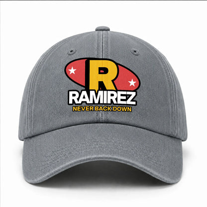 Never Back Down With Your Name And Initial Letter Washed Cap RAMIREZ 13K1 C82PF