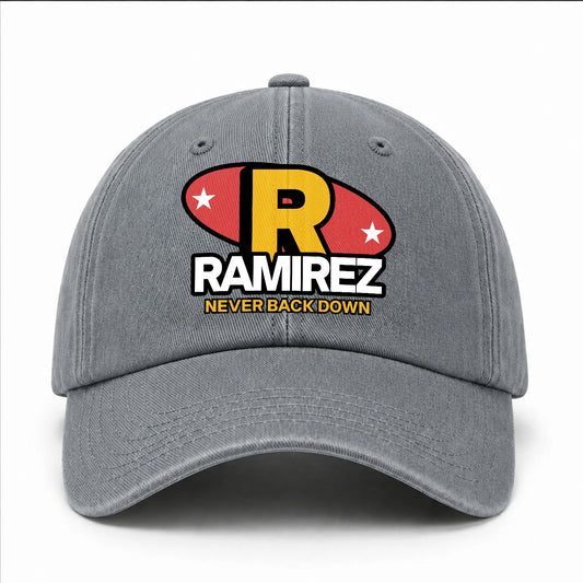 Never Back Down With Your Name And Initial Letter Washed Cap RAMIREZ 13K1 C82PF