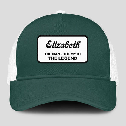 The Man The Myth The Legend Green And White Mesh Cap ELIZABETH 13K1 C198PF