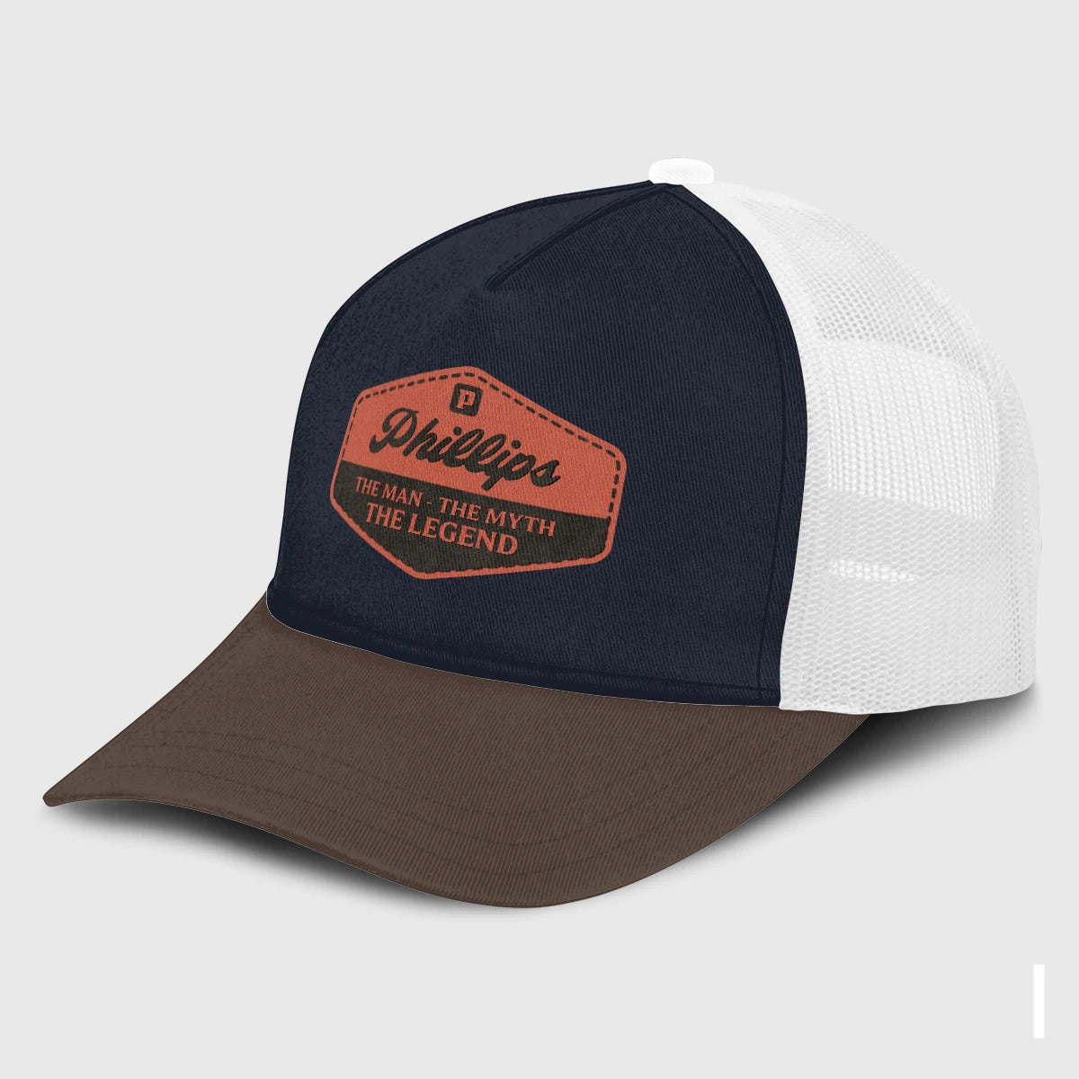The Man The Myth The Legend Navy And Brown Mesh Cap PHILLIPS 13K1 C188PF
