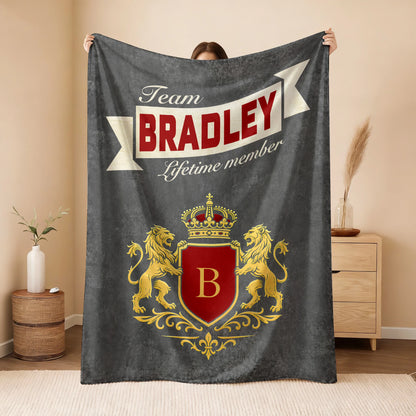 Team Your Name Lifetime Member Charcoal Blanket BRADLEY 13K1 BK20