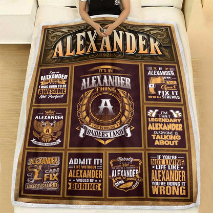 ALEXANDER Personalized Blanket | Custom Name Cozy Throw Gift 13K1-BK4