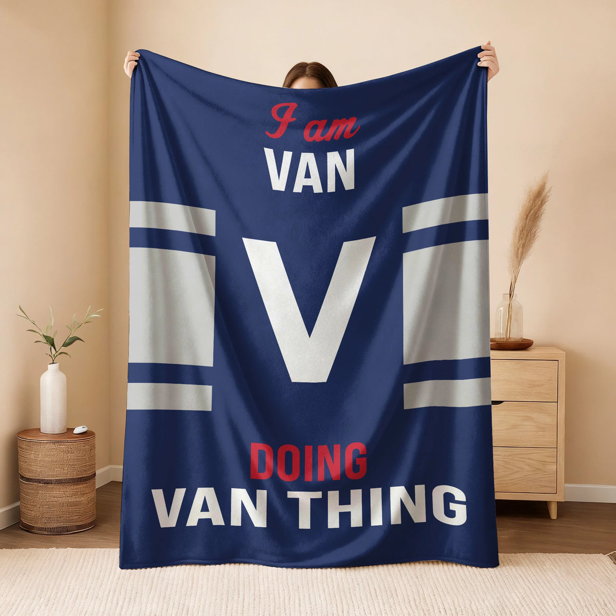 I'm Name Doing Name Things Navy Fleece Blanket VAN 13K1 BK51