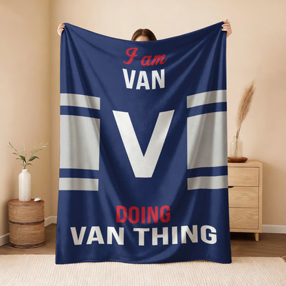 I'm Name Doing Name Things Navy Fleece Blanket VAN 13K1 BK51