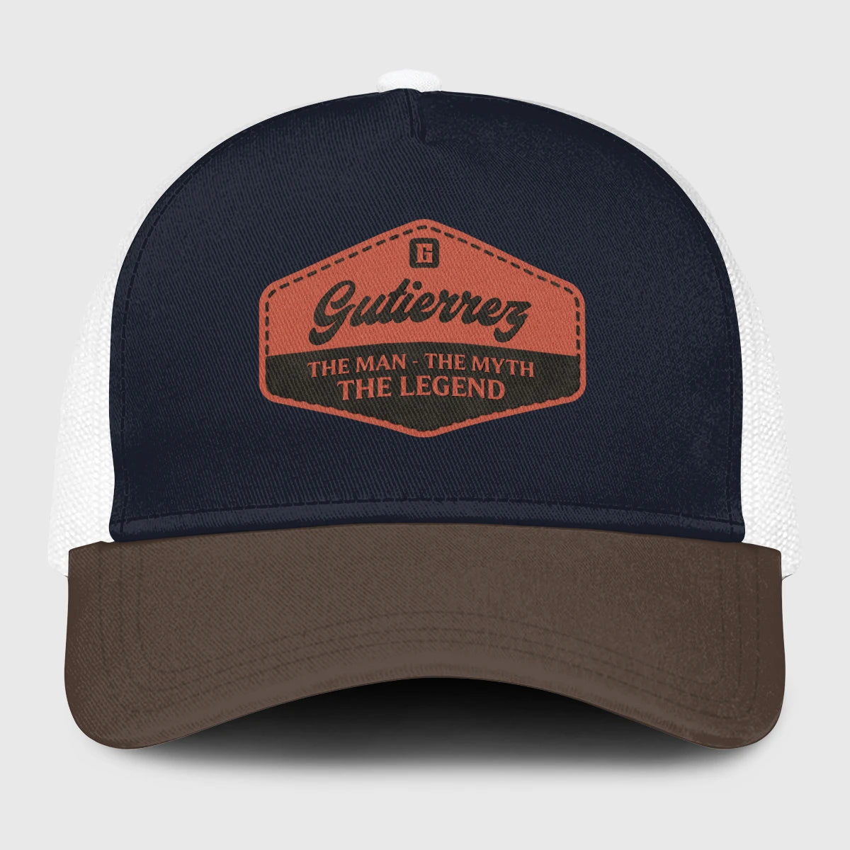 The Man The Myth The Legend Navy And Brown Mesh Cap GUTIERREZ 13K1 C188PF