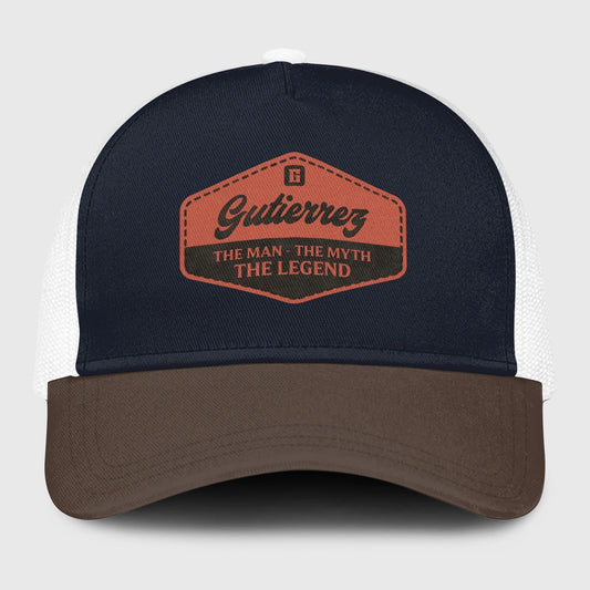 The Man The Myth The Legend Navy And Brown Mesh Cap GUTIERREZ 13K1 C188PF