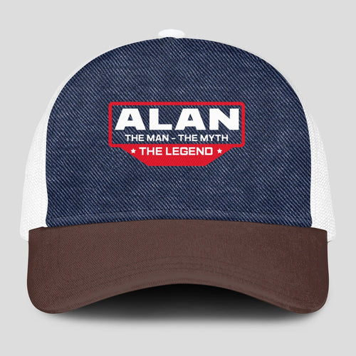 The Man The Myth The Legend Navy Brown And White Mesh Cap ALAN 13K1 C200PF
