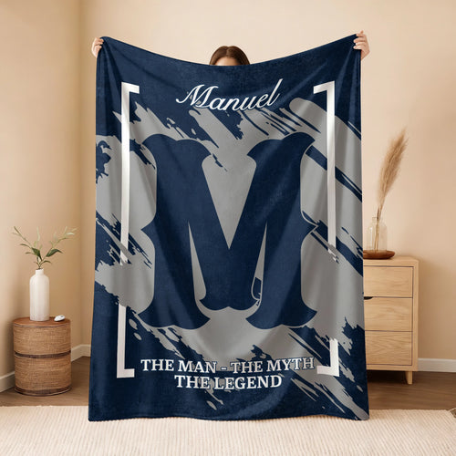 The Man The Myth The Legend Navy Baseball Fleece Blanket MANUEL 13K1 BK17