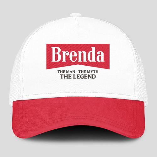 The Man The Myth The Legend Red And White Mesh Cap BRENDA 13K1 C197PF
