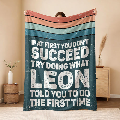 If At First You Don’t Succeed Retro Green Fleece Blanket LEON 13K1 BK29