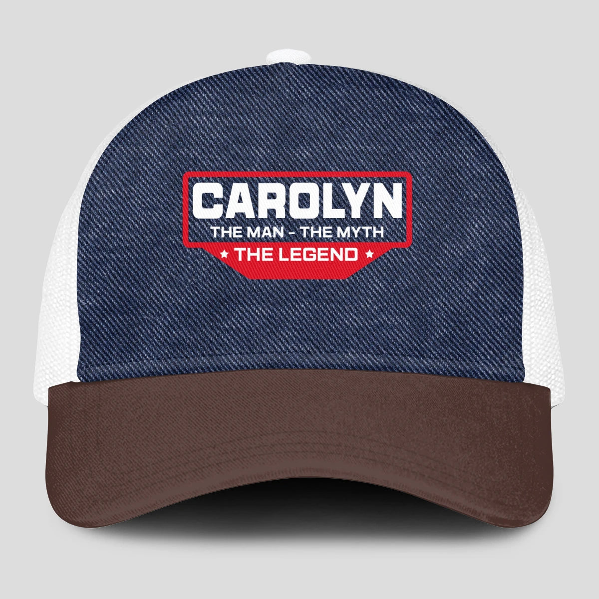 The Man The Myth The Legend Navy Brown And White Mesh Cap CAROLYN 13K1 C200PF