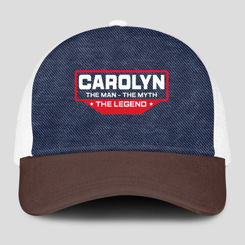 The Man The Myth The Legend Navy Brown And White Mesh Cap CAROLYN 13K1 C200PF