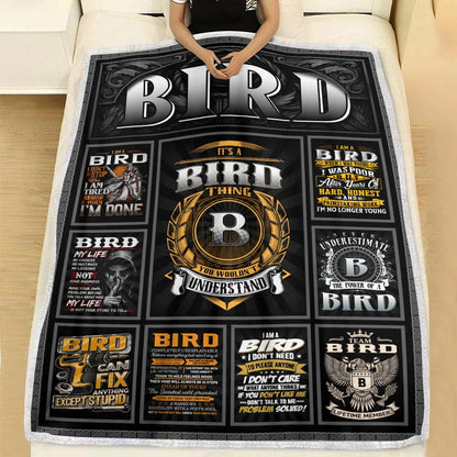 BIRD Personalized Blanket | Custom Name Cozy Throw Gift 13K5-BK2