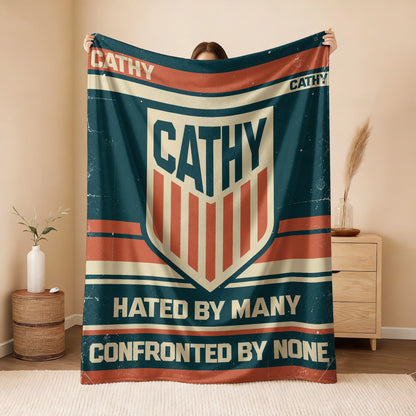 Hated By Many Confronted By None Retro Fleece Blanket CATHY 13K1 BK58