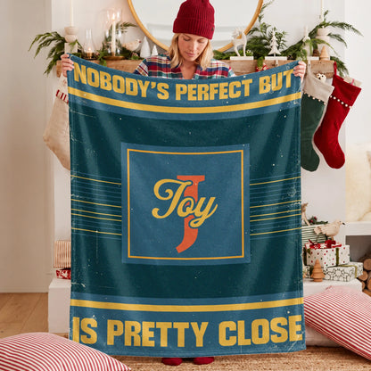 Nobody's Perfect But Your Name Is Close Vintage Blue & Brown Fleece Blanket JOY 13K1 BK54