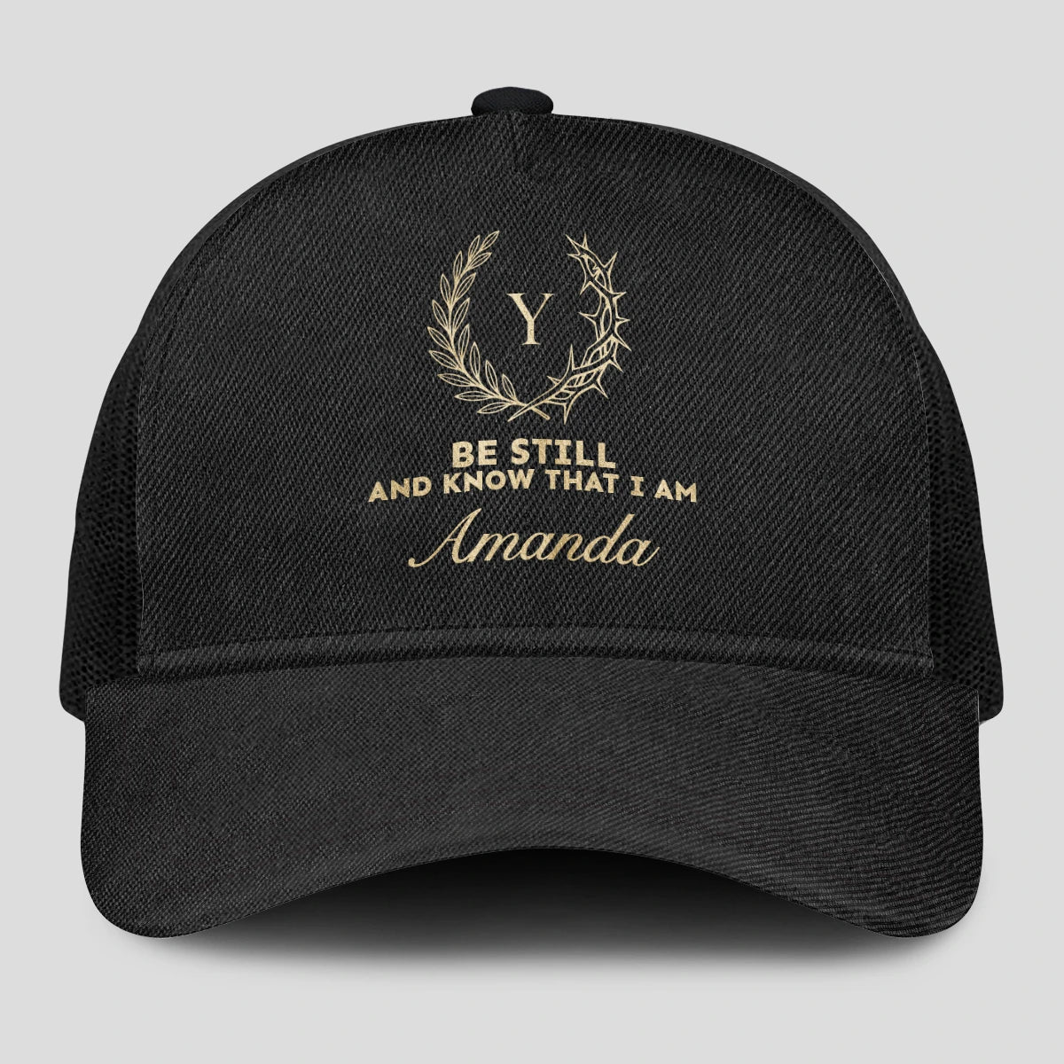 Be Still And Know That I Am Name Black Mesh Cap AMANDA 13K1 C202PF