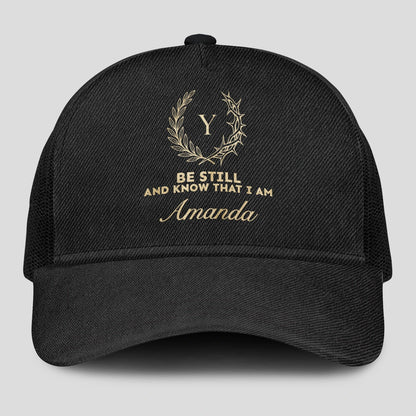 Be Still And Know That I Am Name Black Mesh Cap AMANDA 13K1 C202PF