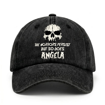 The Horrors Persist But So Does Your Name Cool Skull Washed Cap ANGELA 13K1 C134PF