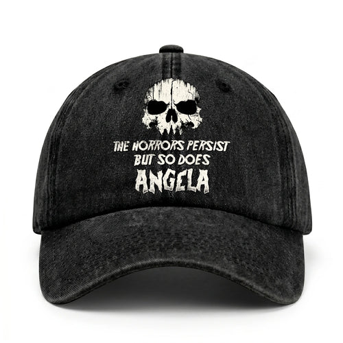 The Horrors Persist But So Does Your Name Cool Skull Washed Cap ANGELA 13K1 C134PF