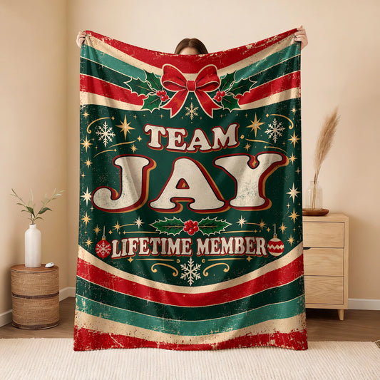 Team Your Name Lifetime Member Christmas Fleece Blanket JAY 13K1 BK52