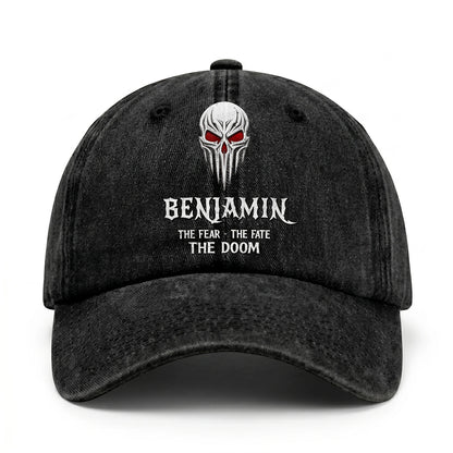 Your Name The Fear The Fate The Doom Skull Washed Cap BENJAMIN 13K1 C98PF