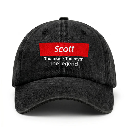 Your Name The Man The Myth The Legend Red Logo Washed Cap SCOTT 13K1 C130PF