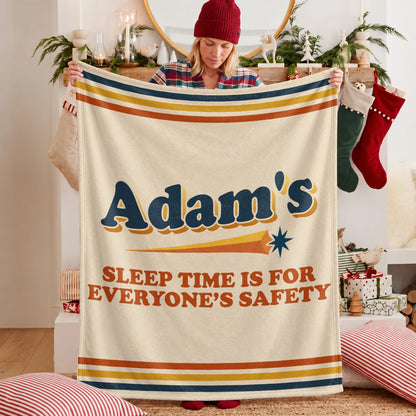 Your Name's Sleep Time Funny Retro Fleece Blanket ADAM 13K1 BK67