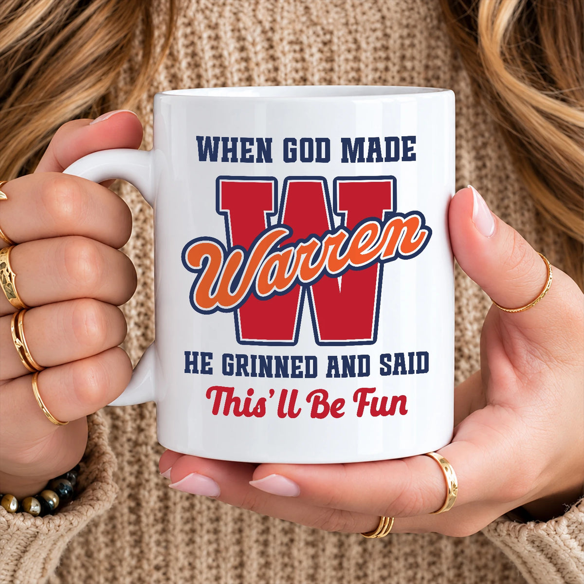 When God Made Your Name Personalized Baseball Mug WARREN 13K1 MG07