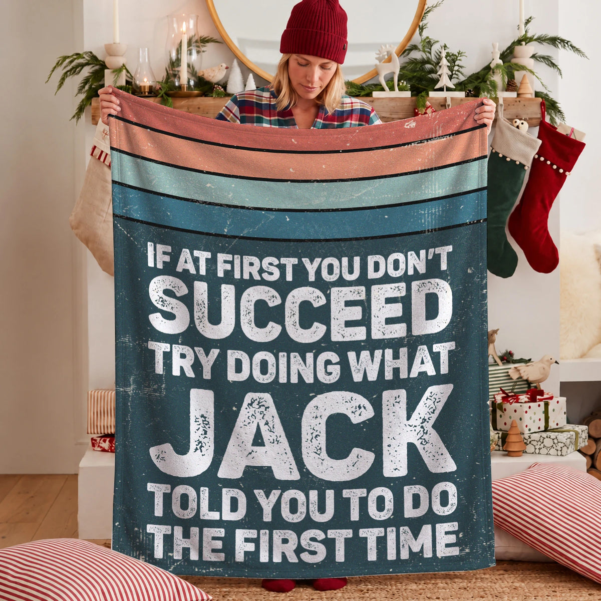 If At First You Don’t Succeed Retro Green Fleece Blanket JACK 13K1 BK29