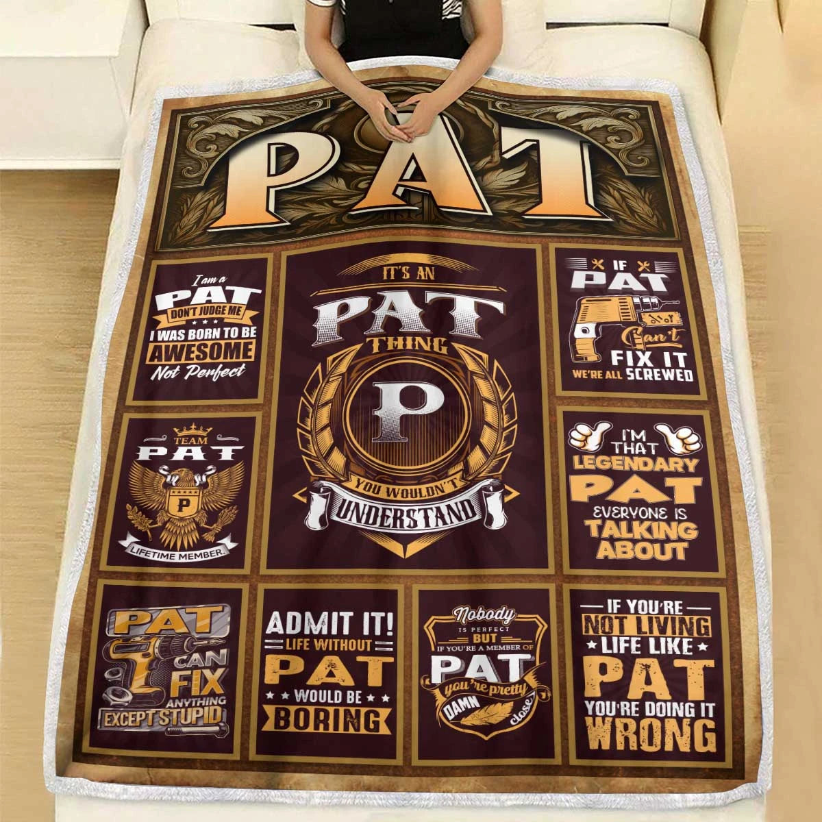 PAT Personalized Blanket | Custom Name Cozy Throw Gift 13K1-BK4