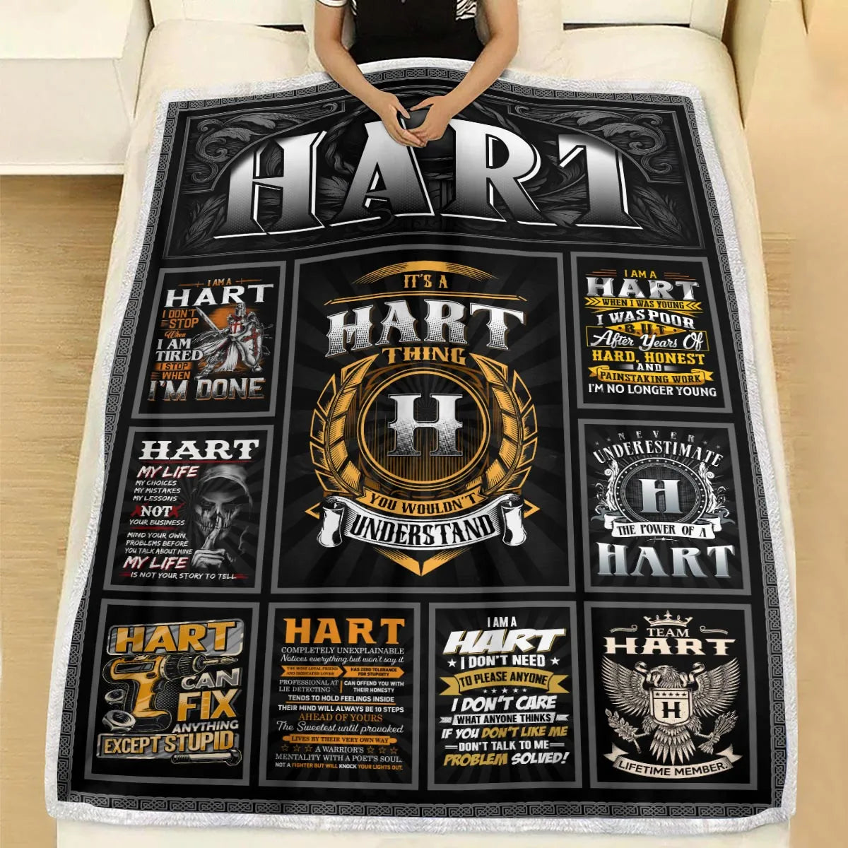 HART Personalized Blanket | Custom Name Cozy Throw Gift 13K2-BK2