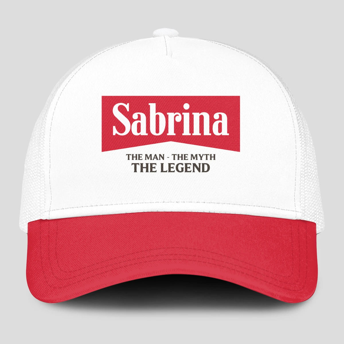 The Man The Myth The Legend Red And White Mesh Cap SABRINA 13K1 C197PF