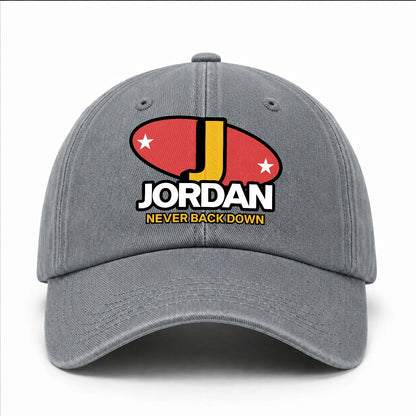 Never Back Down With Your Name And Initial Letter Washed Cap JORDAN 13K1 C82PF