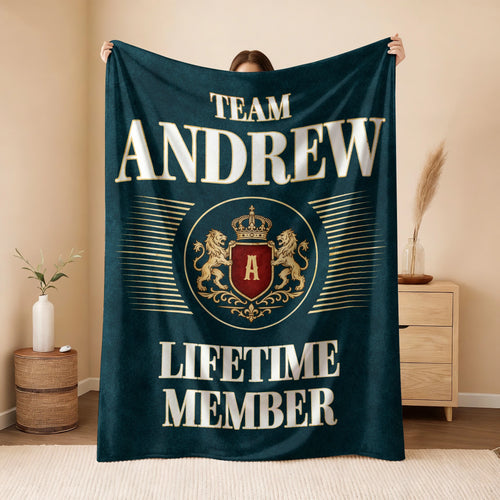 Team Your Name Lifetime Member Sage Green Fleece Blanket ANDREW 13K1 BK42