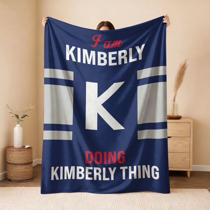 I'm Name Doing Name Things Navy Fleece Blanket KIMBERLY 13K1 BK51