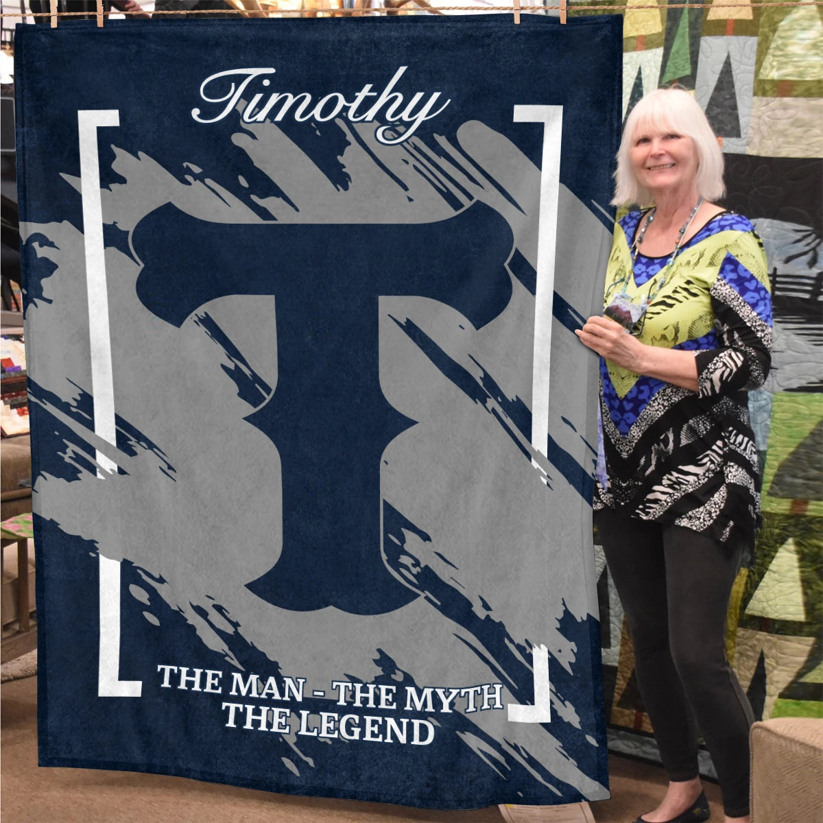 The Man The Myth The Legend Navy Baseball Fleece Blanket TIMOTHY 13K1 BK17