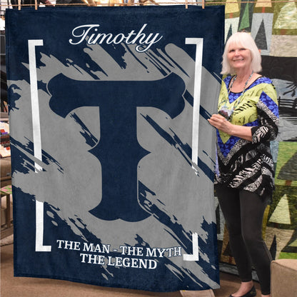 The Man The Myth The Legend Navy Baseball Fleece Blanket TIMOTHY 13K1 BK17