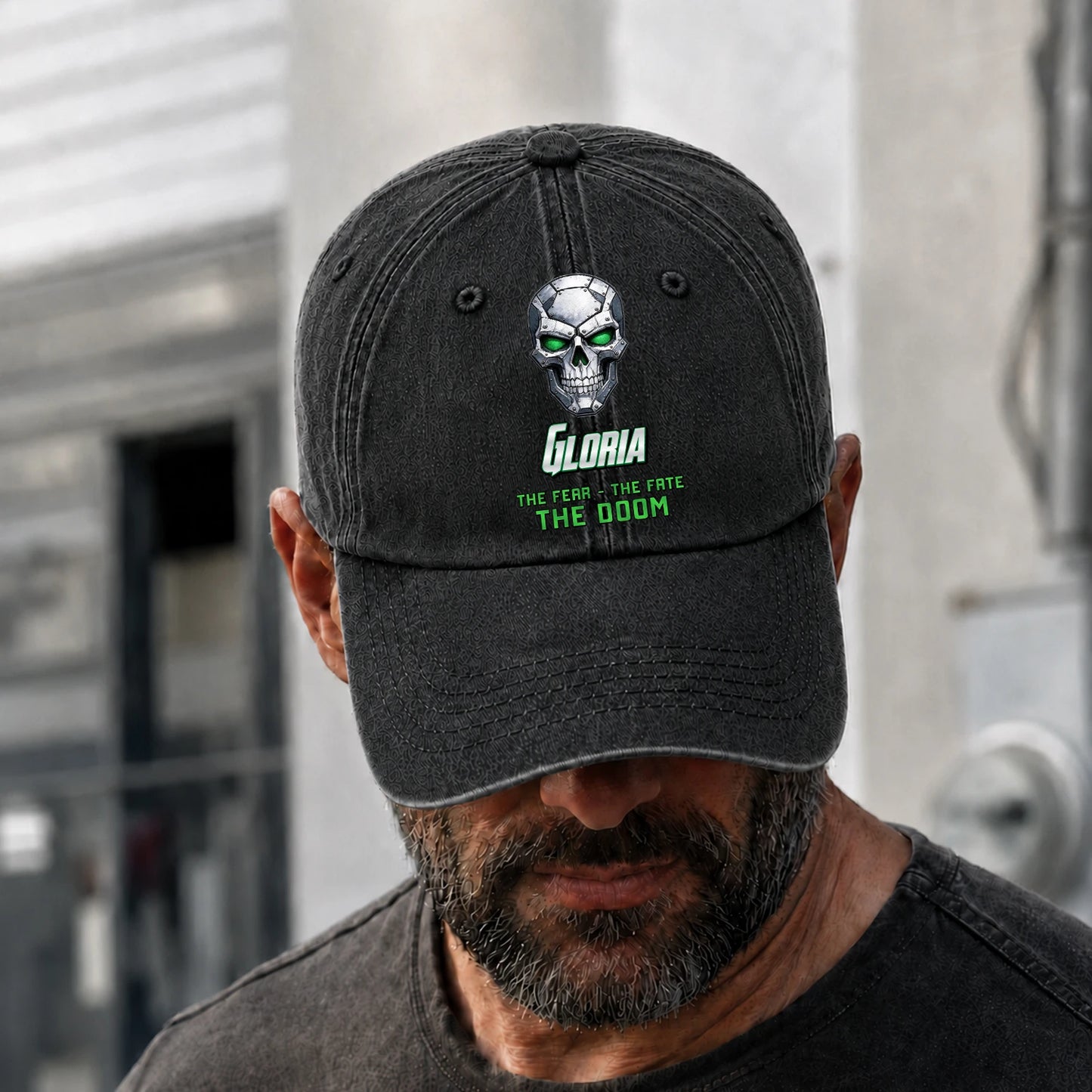 The Fear The Fate The Doom Skull Washed Cap GLORIA 13K1 C99PF