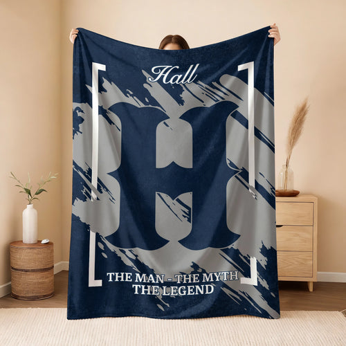 The Man The Myth The Legend Navy Baseball Fleece Blanket HALL 13K1 BK17