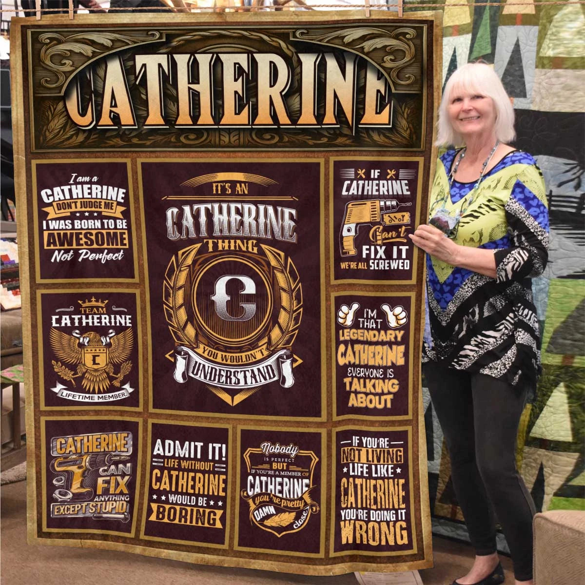CATHERINE Personalized Blanket | Custom Name Cozy Throw Gift 13K1-BK4