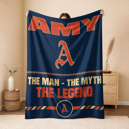 The Man The Myth The Legend Retro Fleece Blanket AMY 13K1 BK53