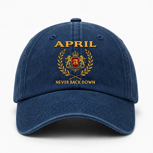 Never Back Down Royal Blue Denim Cap APRIL 13K1 C60PF