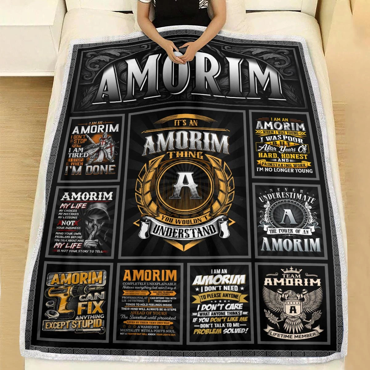 AMORIM Personalized Blanket | Custom Name Cozy Throw Gift 13K5-BK2