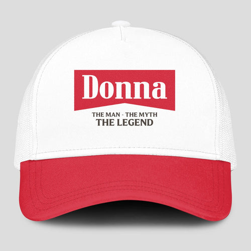 The Man The Myth The Legend Red And White Mesh Cap DONNA 13K1 C197PF